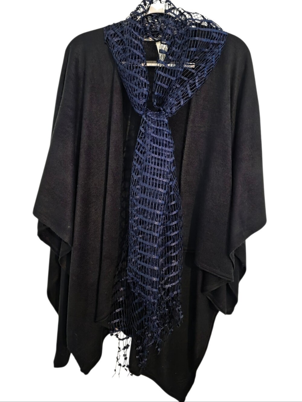Navy Open-Weave Scarf